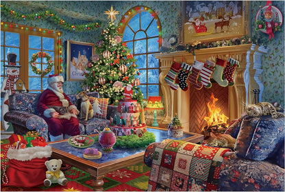 Lavievert Wooden Jigsaw Puzzle 1000 Piece Puzzle for Adults and Kids - Santa Claus, Fireplace, Christmas Tree & Warm Christmas