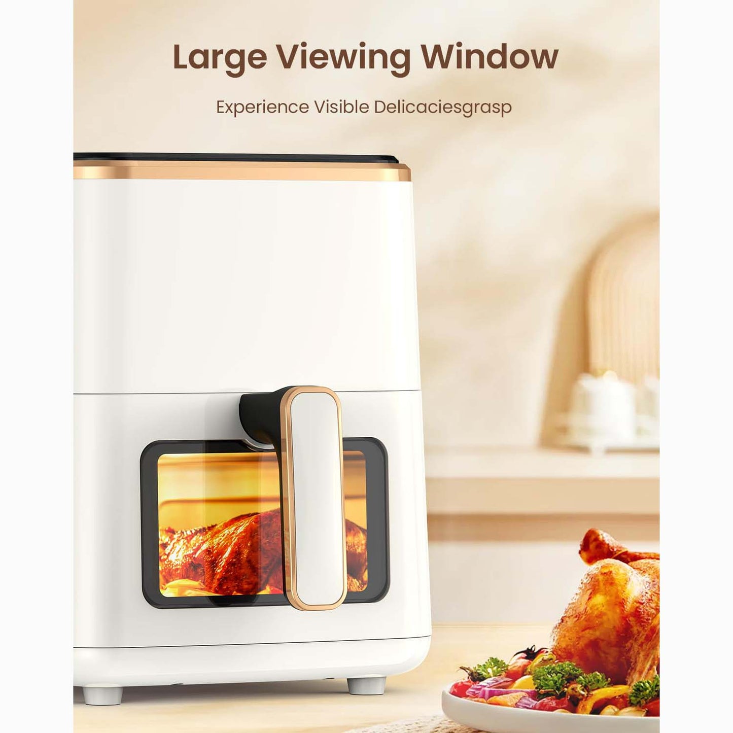 5.3Qt Air Fryer with Viewing Window, 7 Custom Presets Large Air Fryer Oven with Smart Digital Touch Screen