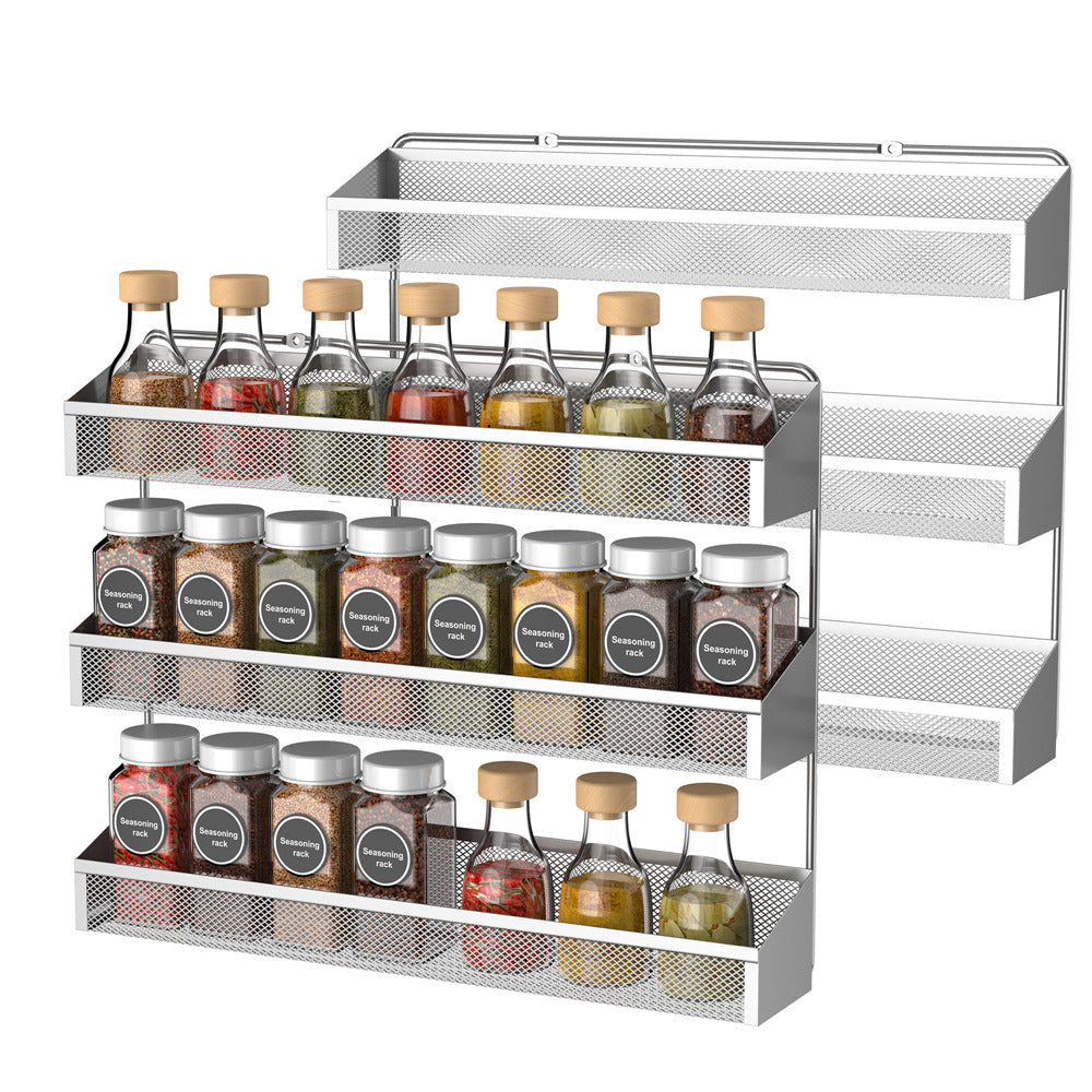 2 Pack Metal Spice Rack Wall Mounted Seasoning Jars Shelf for Kitchen