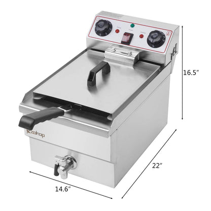 Electric Deep Fryer, 2.5QT/11.8L Stainless Steel Faucet Single Tank Deep Fryer 1700W