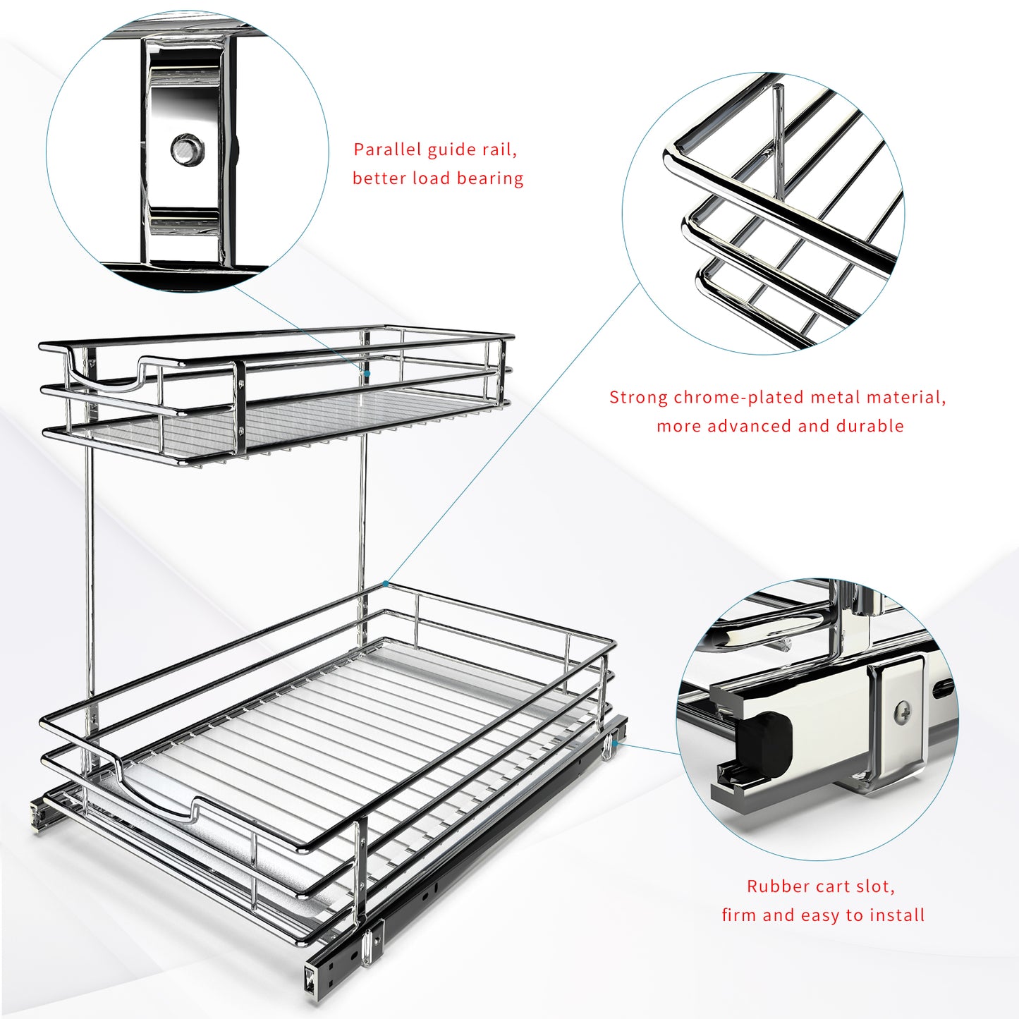 Under Sink Organizer and Storage, Auledio Under the Sink Organizer Pull Out Cabinet Organizer, 2 Tier Under Cabinet Storage Chrome Cabinet Pull Out Shelves for Kitchen, Bathroom