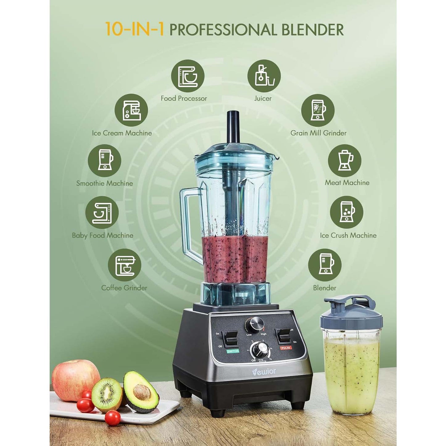 Blenders for Kitchen, 2200W Professional Blender with 68oz Tritan Container & 27oz To-Go Cup, Countertop Blender for Shakes and Smoothies