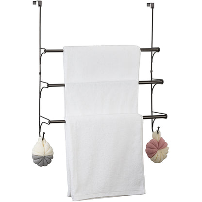 Adjustable Over The Door Towel Rack Metal Wire Retractable Towel Holder, Bronze