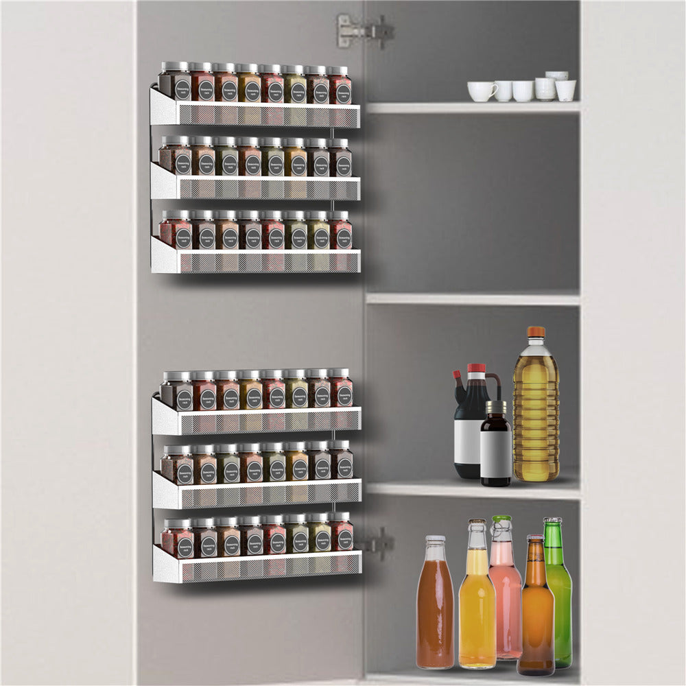 2 Pack Metal Spice Rack Wall Mounted Seasoning Jars Shelf for Kitchen