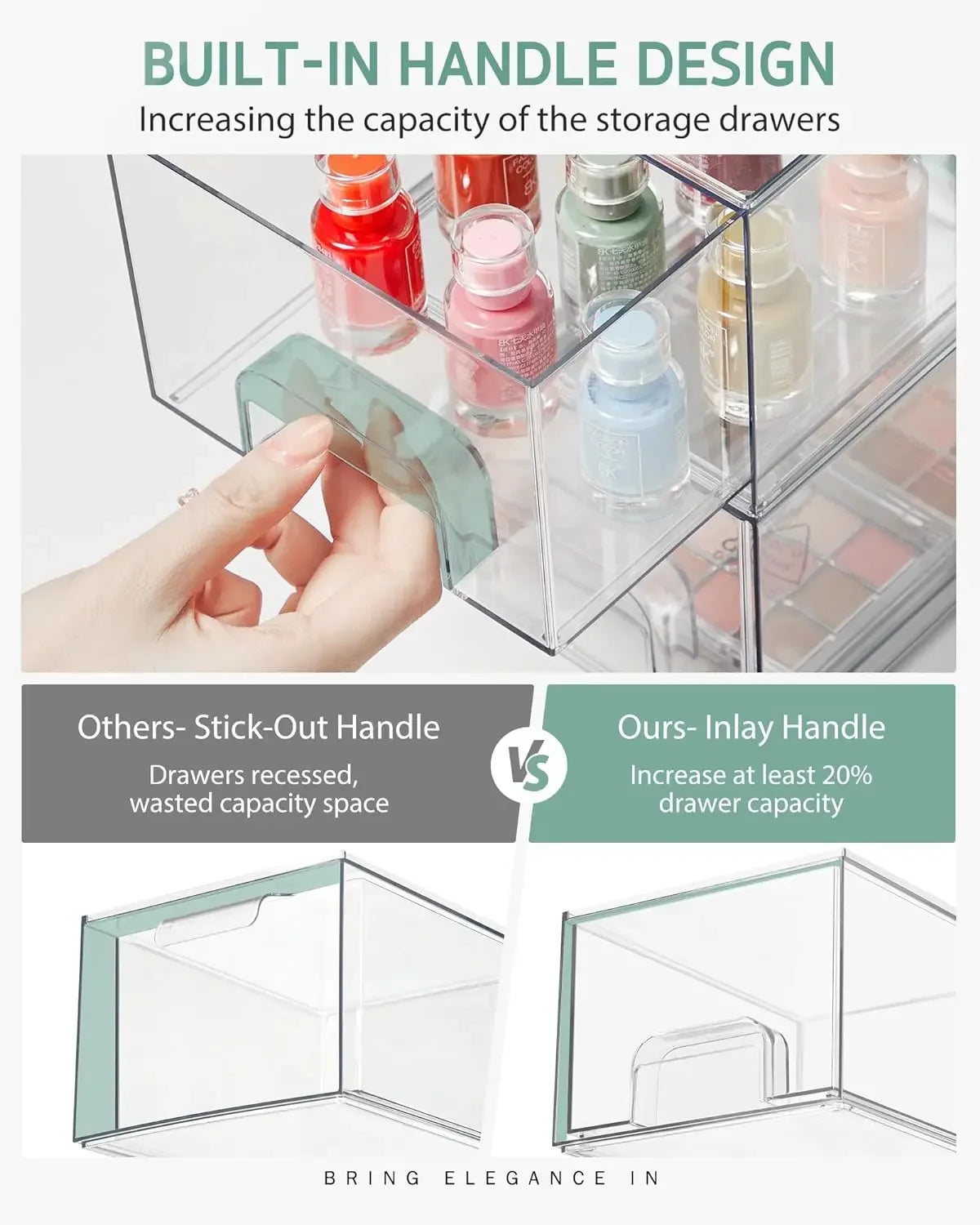 1/2PCS Desk Drawer Organizers Stackable Clear Bathroom Storage Makeup Organizer Acrylic Storage Box Bins Stationery Organizer