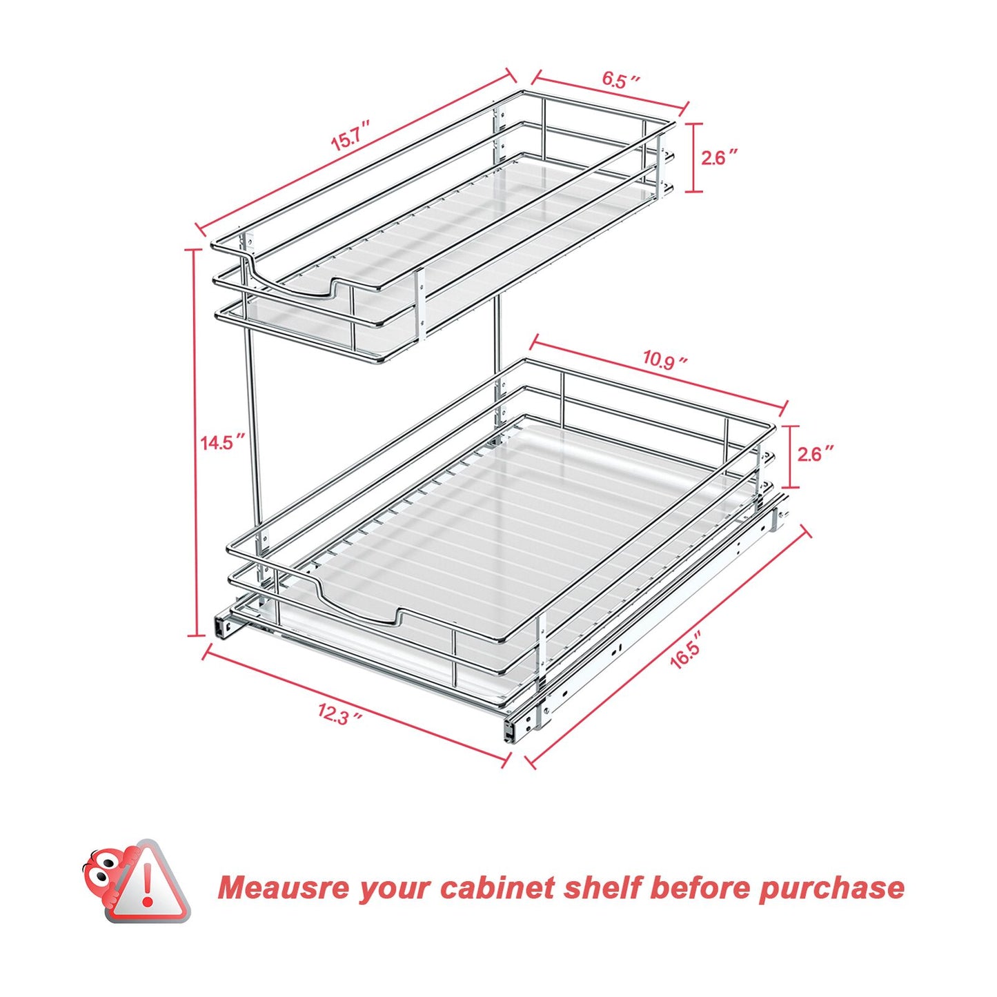 Under Sink Organizer and Storage, Auledio Under the Sink Organizer Pull Out Cabinet Organizer, 2 Tier Under Cabinet Storage Chrome Cabinet Pull Out Shelves for Kitchen, Bathroom