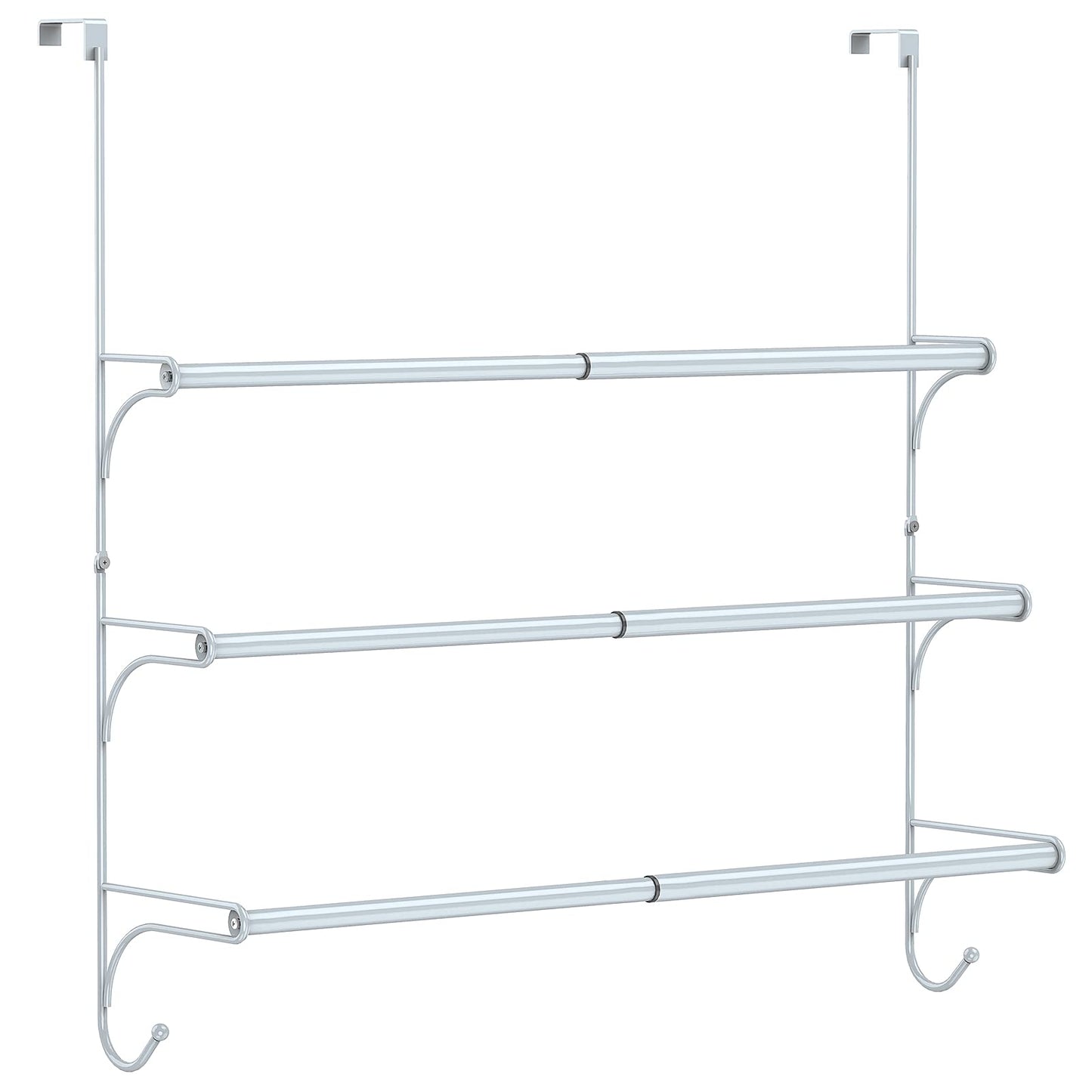 Over The Door Towel Rack Adjustable Towel Holder, Silver