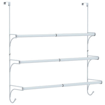 Over The Door Towel Rack Adjustable Towel Holder, Silver