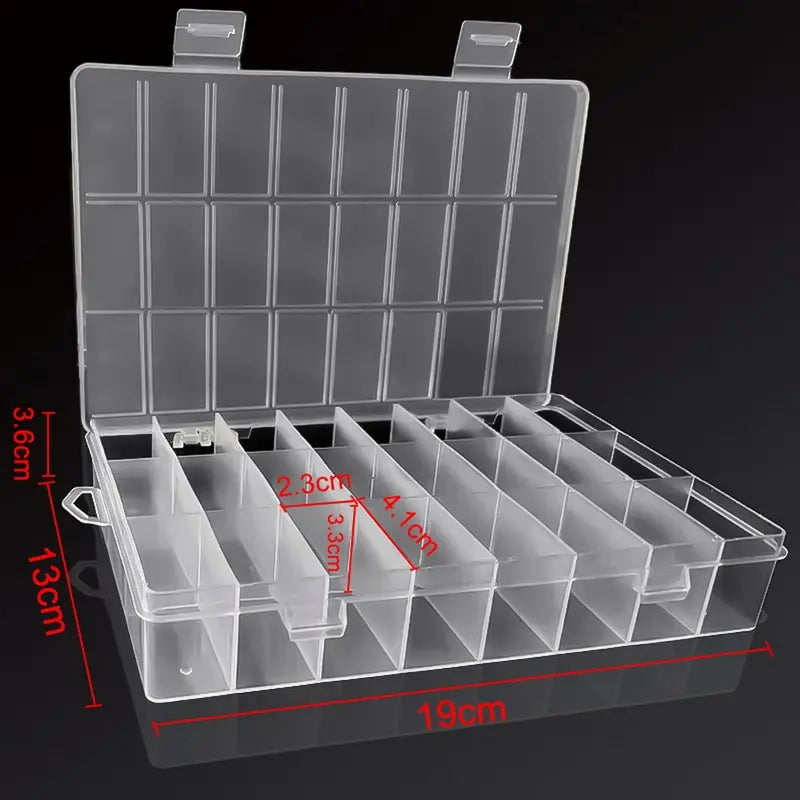 24 Grids Compartment Plastic Storage Box Jewelry Earring Box Bead Screw Container Home Storage Case Display Organizer Container