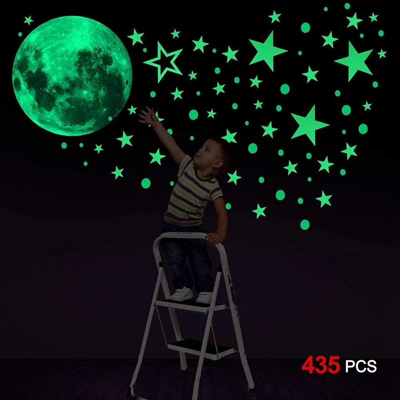 435Pcs/set Luminous Moon Star Wall Sticker for Kids Bedroom Ceiling Home Decoration DIY Decal Glow In The Dark Wallpaper Mural