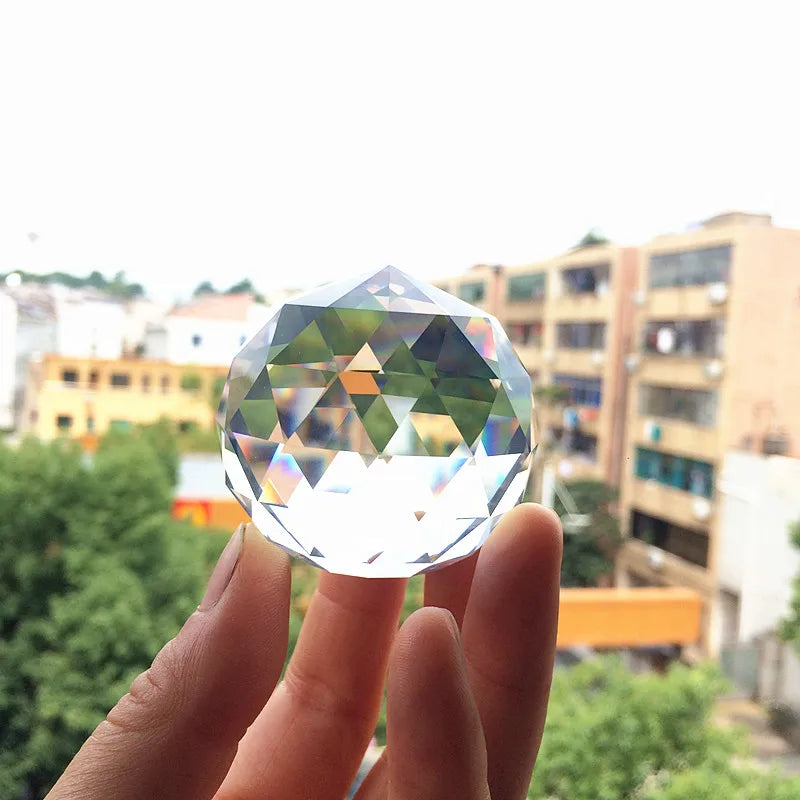 40/50/60/80/100mm Lucky Multi-Faceted Crystal Glass Flat Ball DIY Suncatcher For Display Window & Wedding Party Home Decoration