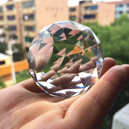 40/50/60/80/100mm Lucky Multi-Faceted Crystal Glass Flat Ball DIY Suncatcher For Display Window & Wedding Party Home Decoration