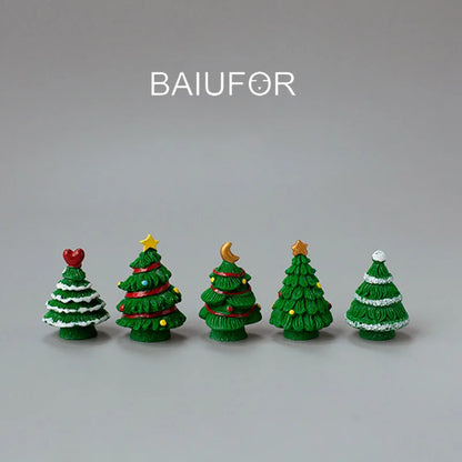 BAIUFOR Miniature Christmas Tree Santa Claus Snowmen Gift Box Terrarium Accessories Fairy Garden Figurines Dollhouse Decor