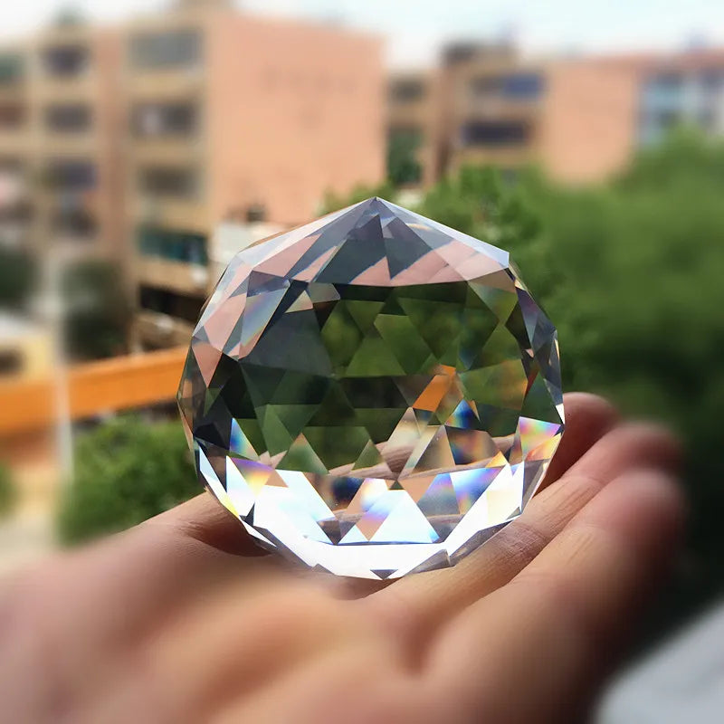 40/50/60/80/100mm Lucky Multi-Faceted Crystal Glass Flat Ball DIY Suncatcher For Display Window & Wedding Party Home Decoration