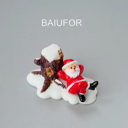 BAIUFOR Miniature Christmas Tree Santa Claus Snowmen Gift Box Terrarium Accessories Fairy Garden Figurines Dollhouse Decor