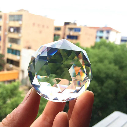 40/50/60/80/100mm Lucky Multi-Faceted Crystal Glass Flat Ball DIY Suncatcher For Display Window & Wedding Party Home Decoration