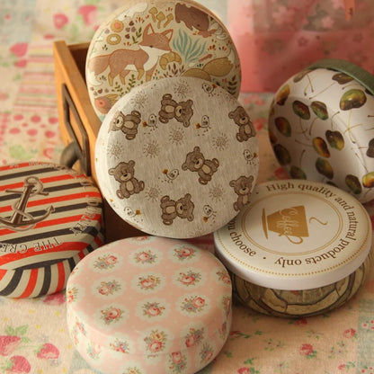 Tinplate Round Macaron Dessert Tin Box Small Storage Coin Jewelry Case Chewing Gum Box Exquisite Printing