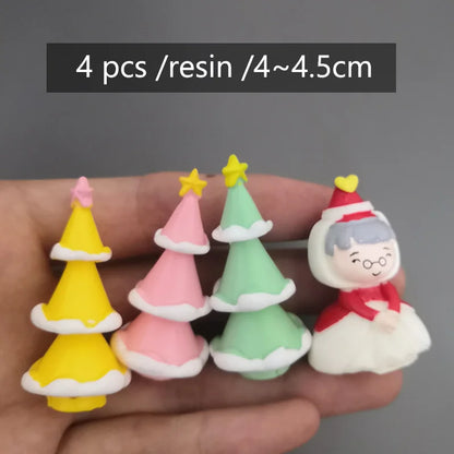 BAIUFOR Miniature Christmas Tree Santa Claus Snowmen Gift Box Terrarium Accessories Fairy Garden Figurines Dollhouse Decor