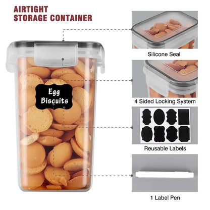 Food Storage Containers Kitchen Organizer and Storage Container with Lids Refrigerator Noodle Box Tank Sealed Cans 5Pcs Set