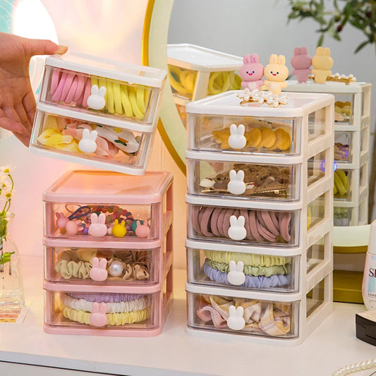 Children Hair Accessories Storage Box Organizer Plastic Drawer Desktop Hair Clip Jewelry Head Rope Rubber Band Organizer Box