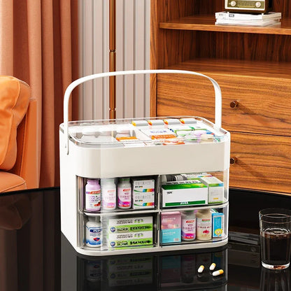 Large Capacity Multilayer Home Medicine Box Transparent Medical Storage Box For Family Use