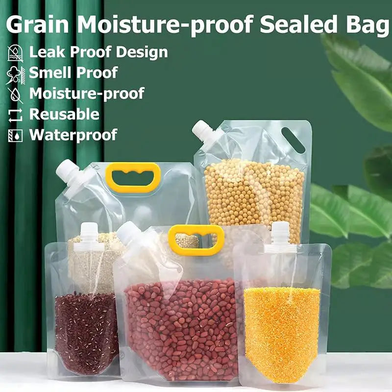 New 10-1PC Grain Storage Bag Portable Insect Proof Moisture Proof Fresh Keeping Bag Recyclable Portable Transparent Storage Bags