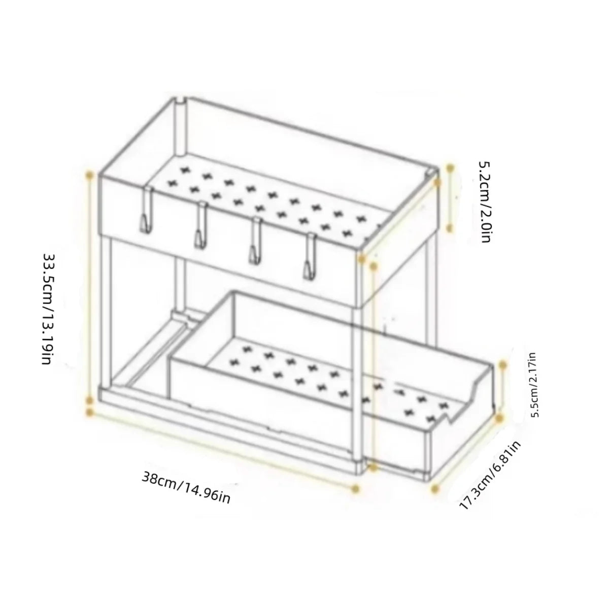 Solid Color PP Detachable Large Capacity, Sturdy and Simple Two-layer Storage Rack