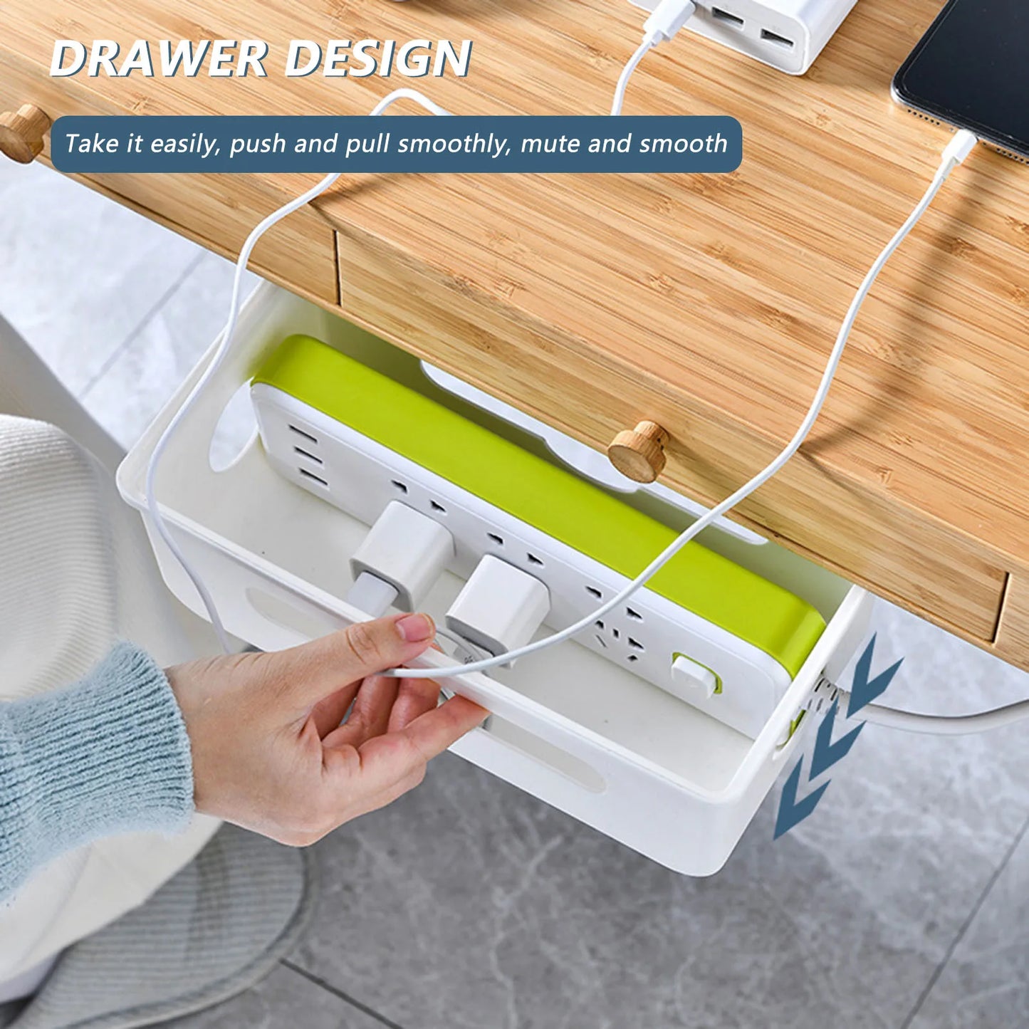 Cable Management Box Power Strip Storage Boxunder Desk Hidden Organizer For Desktop Home Office Cable Management Box