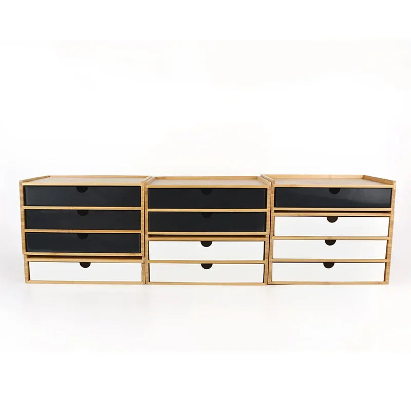 1-3 Layer Bamboo Storage Box Sundries Cosmetic Jewelry Stationery Headset Storage Box Home office hotel Storage Drawers