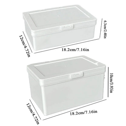 White Dustproof Storage Box Stackable Sundries Storage Organizer With Cover Stationery Storage Case Home Organization Holder