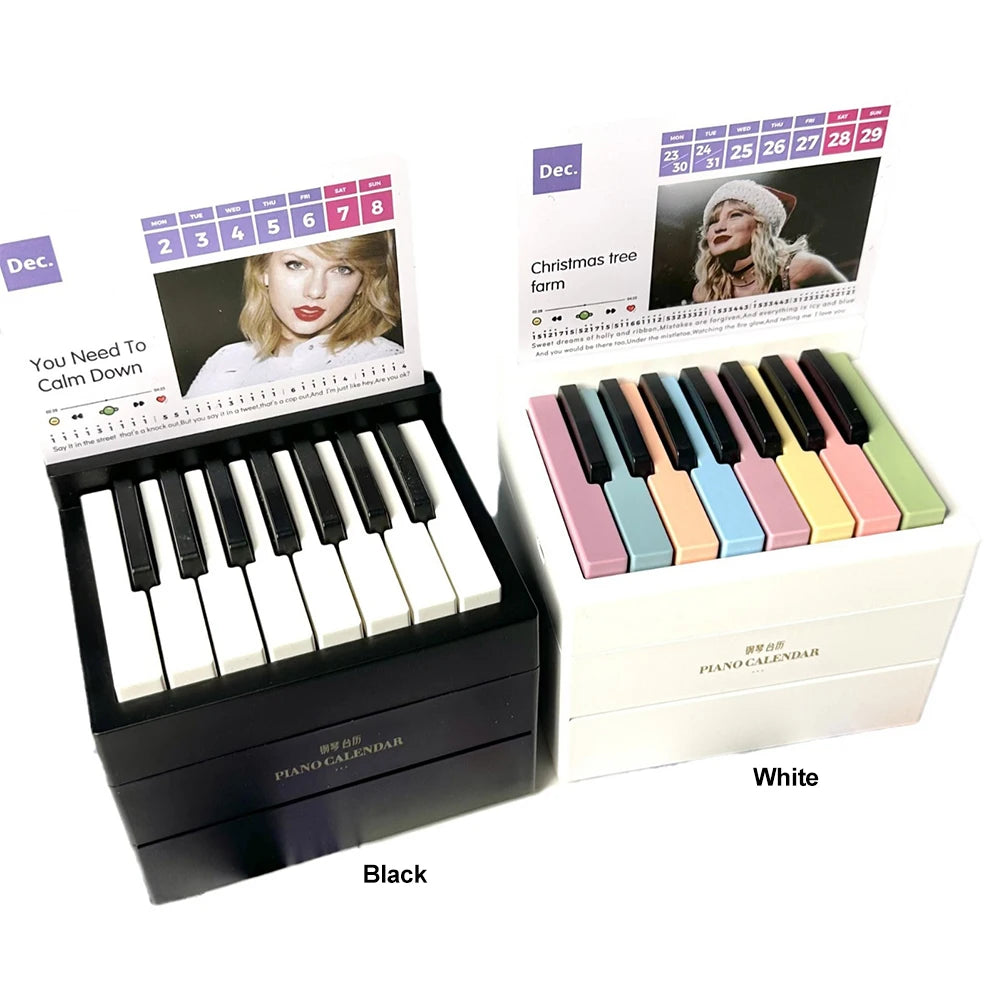 Taylor Piano Calendar 2024 Piano Desk Calendar Aesthetic 15 Keys Piano Calendar Playable USB Charging for Music Lovers