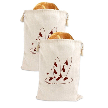 Linen Bread Bag Reusable Baguette Cotton Drawstring Storage Bag Loaf Homemade Bread Fresh Eco Friendly Keeping for Baguette