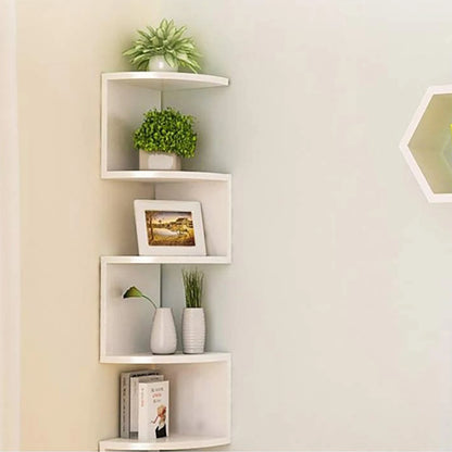 Wall Shelf Creative Home Wall Corner Triangle Shelf Wall Hanging 5 Tier Semi-circular Partition Corner Bookshelf Storage Rack