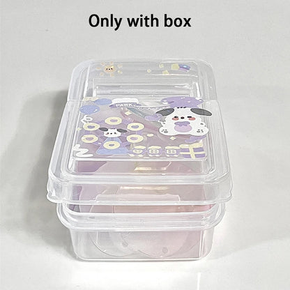 1PCS Rectangular Transparent Storage Box With Lid Stickers Collection Desktop Container Case Multipurpose Home Storage Box