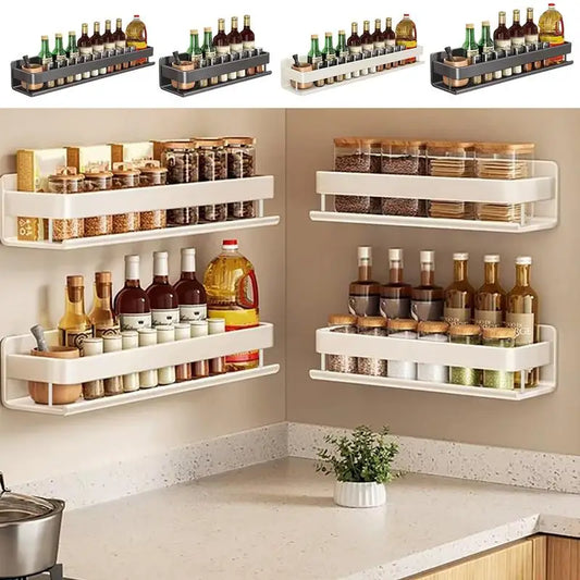 Kitchen Storage Spice Rack Organizer for Refrigerator Hanging Spice Rack Wall Mount Metal Seasoning Organizer Rack Wall Shelf