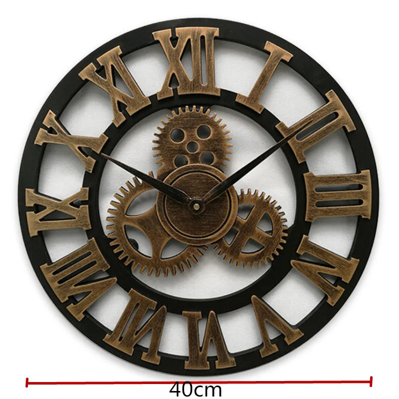 Retro Industrial Style Wall Clock European Wood Home Wall Watch Decorative For Living Room Office Bar Wall Art Decor Horologe