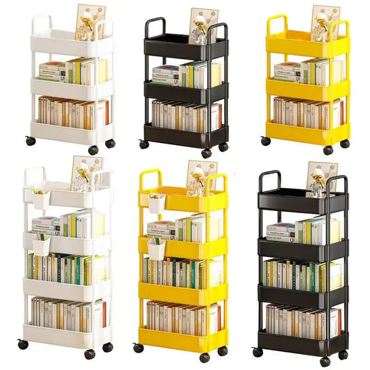 Mobile Storage Rack Trolley Kitchen Bathroom Bedroom 3/4 Tier Snacks Storage Shelf With Wheels Rolling Cart Home Organizer