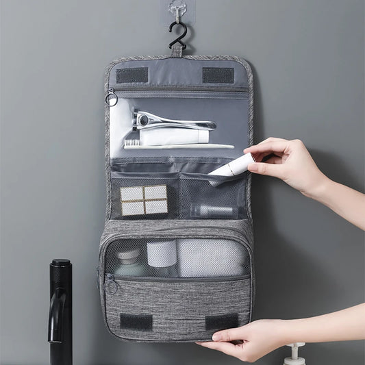 Portable Toiletry Washbag with Hanging Hook Waterproof Women Bathroom Cosmetic Storage Bag Large Capacity Travel Men Makeup Case