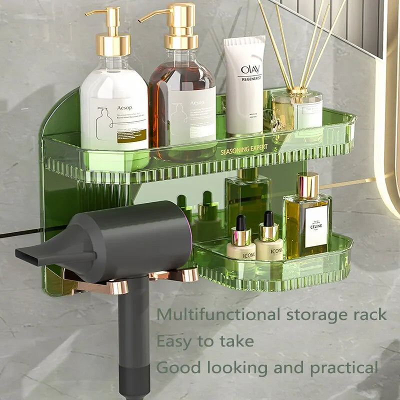 Punch-free Bathroom Rack Light Luxury Style Strong And Durable Hair Dryer Rack Strong Suction Washstand Storage Rack