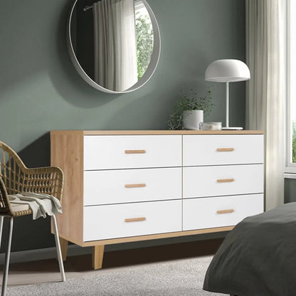 Modern 6 Drawer Dresser for Bedroom, Tall Dresser Organizer Storage Cabinet Chest of Drawers, Wood Dresser with Drawers