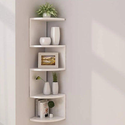 Wall Shelf Creative Home Wall Corner Triangle Shelf Wall Hanging 5 Tier Semi-circular Partition Corner Bookshelf Storage Rack