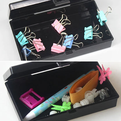 Transparent Plastic Storage Box Rectangle Organizer Stickers Box Desktop Container Snap Dustproof Jewelry Storage Case