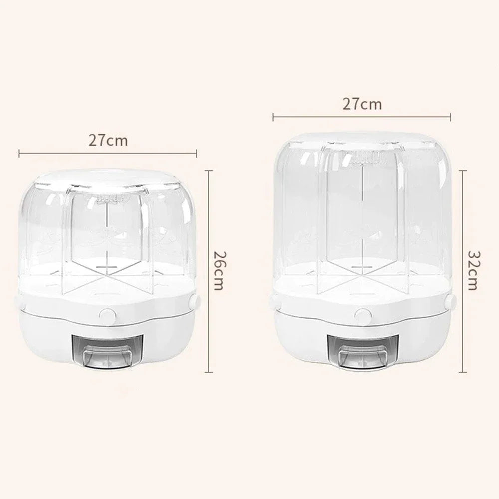 360° Rotating Grain Dispenser Cereals Rice Barrels Separated Jars Sealed Insectproof Rice Tank Container Kitchen Storage Boxes