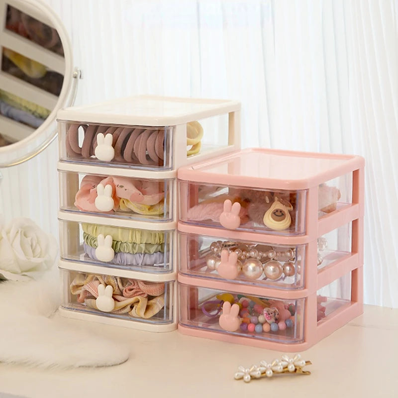 Children Hair Accessories Storage Box Organizer Plastic Drawer Desktop Hair Clip Jewelry Head Rope Rubber Band Organizer Box