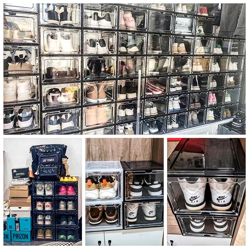 hard plastic AJ Sneakers Box plastic shoe box high-top Dustproof AJ shoes organizers Shoe Rack  Stackable Cabinet Storage Box