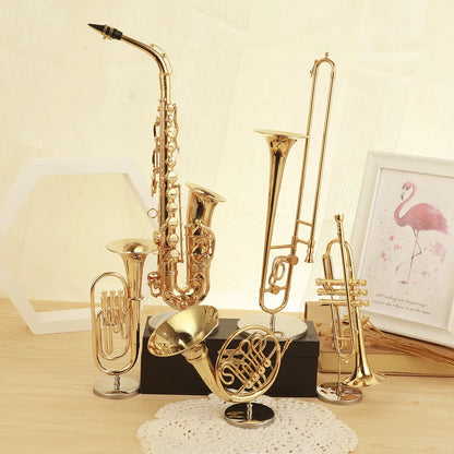 Miniature Saxophone Trumpet Trombone French Horn Model Mini Flute Clarinet Mini Musical Instrument Display Decorative Ornaments