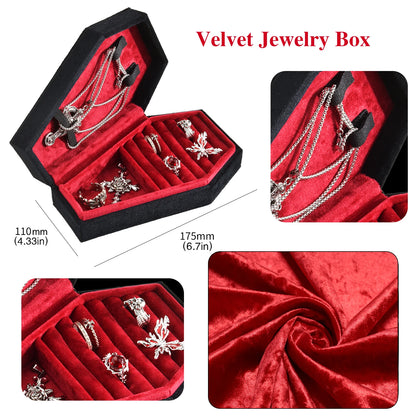 TAIMY Retro Velvet Coffin Shape Jewelry Box Gothic Vampire Red Jewelry Box Portable Ring Necklace Storage Box Fast Delivery