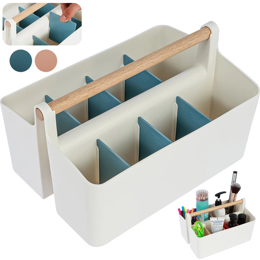 Desk Storage Organizer Portable Plastic Pen Holder Detachable Divider Multi-Purpose Large Capacity Office Desk Stationery Box