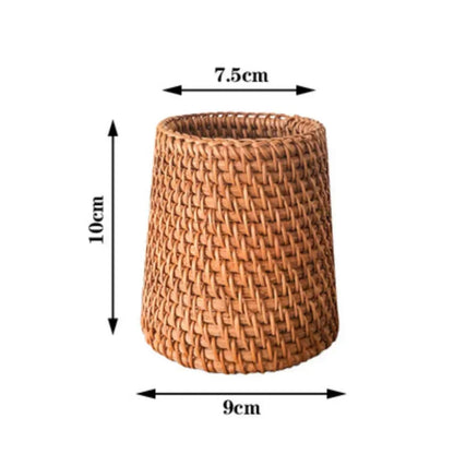 Handmade Rattan Pencil Holder Home Decoration Sundries Storage Basket Tableware Storage Household Pen Container Student Gifts