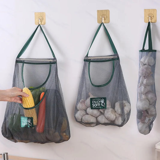 1-3Pcs Kitchen Organizer Hanging Food Bags Storage Bag Garlic Portable Fruit and Vegetable Net Bag Onion Organizers Organization